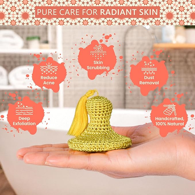 Face Scrubber Exfoliator – Gentle Face Exfoliator Scrubber & Facial Brush for Cleaning and Exfoliating – Moroccan Clay & Sabra Fabric Pad for Smooth Radiant Skin, Men & Women