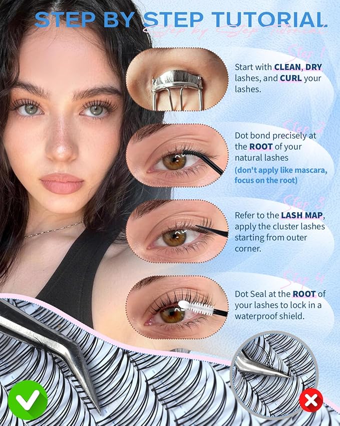 PHKERATA Natural Lash Clusters Manga Eyelash Clusters, Wispy C Curl Clusters Eyelash Extensions Invisible Clear Band, Korean Lashes Look DIY Lash Extensions, Fairy Pestañas Postizas Naturales