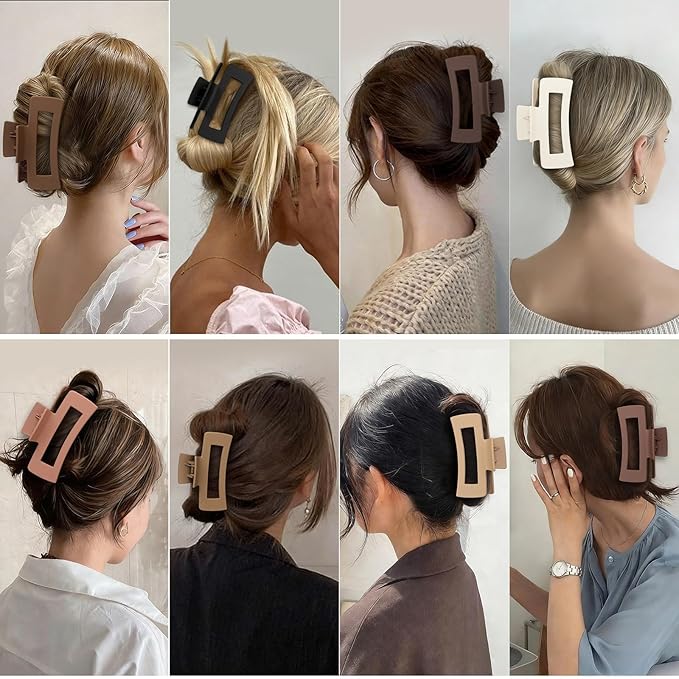 4.1 Inch Large Hair Claw Clips 12 Pcs Big Claw for Thick Hair Square Hair Clips Jumbo Jaw Clips Bulk Hair Accessories for women and Girls (Gold)