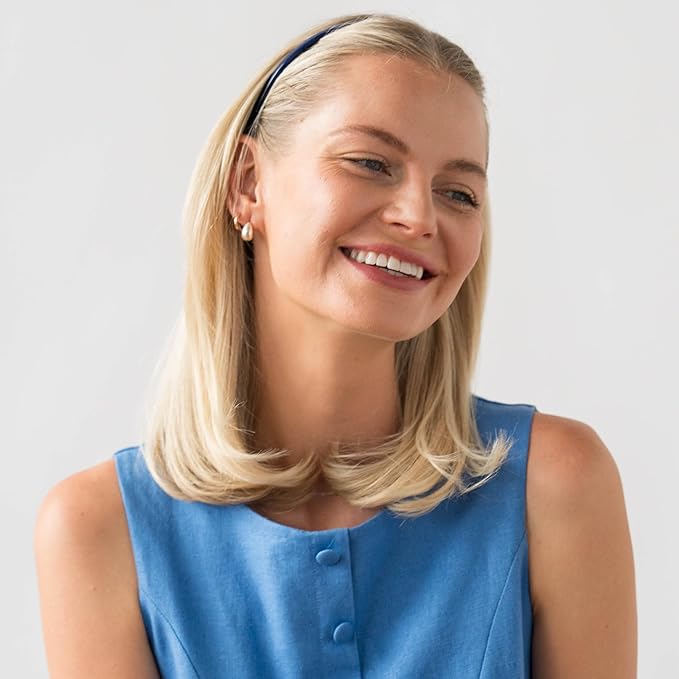 France Luxe Ultracomfort Thin Headband, 1/4”, French Classic, Non Slip Skinny Headbands for Women With Gentle Teeth, Flexible Plastic, Women's Hair Accessories, Nacro Ocean
