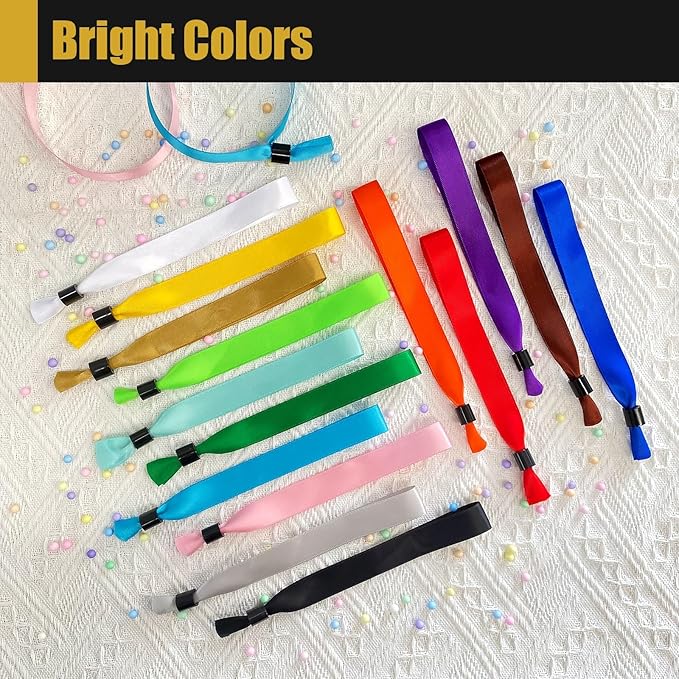 Comflora 100 Pcs Cloth Event Wristband, Disposable Wristbands for Events, Colored Wristbands Events,for Lightweight Concert,Club Entrance Wrist Strap Party Wristband Event (Color : ASSORTED COLOR)