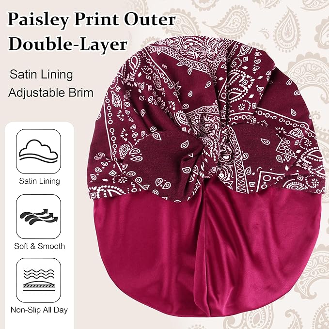 Ababalaya Satin Lined Beanies for Women Chemo Headwear Silky Lined Cotton Sleeping Cap