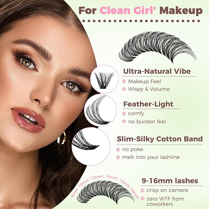 Lash Clusters 4 Style DIY Lashes Clusters Eyelash Clusters False Eyelashes Cluster Eyelash Extensions Wispy Lash Clusters Pestañas Postizas Naturales Soft Cluster Lashes(640pcs 20D+40D+60D+80D,9-16mm)