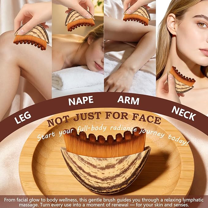 2026 New Lymphatic Contour Face Brush,Lymphatic Drainage Massager for Chin & Neck, Jawline & Neck Lymphatic Massage Brush for Contouring, De-Puffing & Smoother Skin, Skin Firming 2 Pack