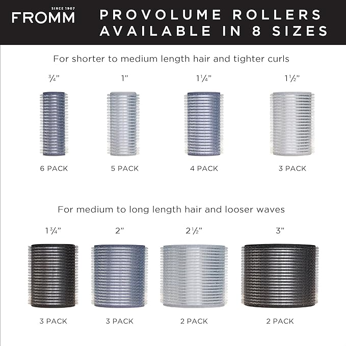 Fromm ProVolume 2.5" Self-Grip Ceramic Ionic Thermal Hair Rollers, 2 Count, Large Salon Quality Hair Curlers for Long Hair and Curtain Bangs