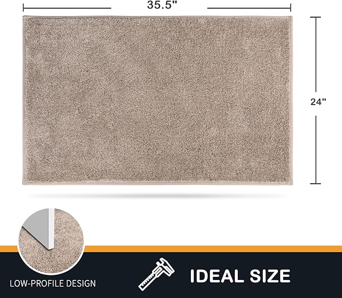 PURRUGS Dirt Trapping Door Mat 24" x 35.5", Non-Slip Machine Washable Entryway Rug, Dog Doormat, Indoor Front Door Mat, Super Absorbent Entry Rug for Muddy Shoes & Paws, Taupe