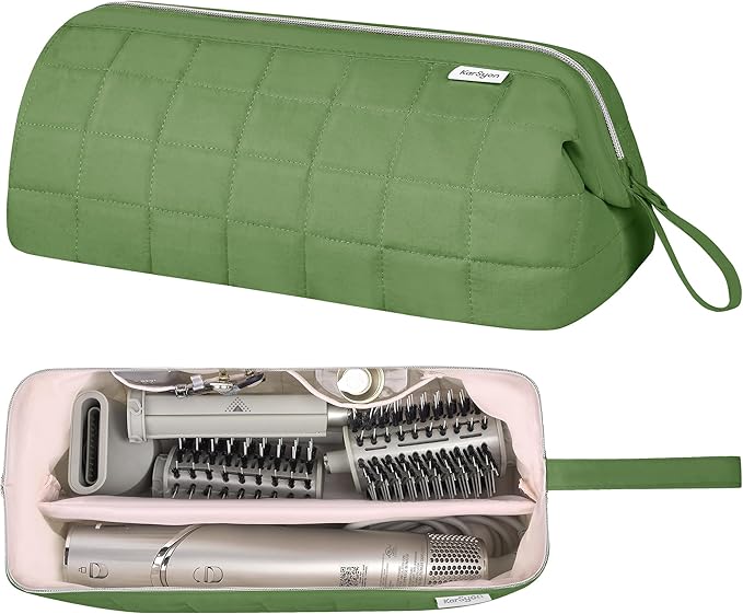 Hair Tools Travel Bag Organizer for Dy son Air wrap Case Holder Shark Hair Dryer Flex Style Airstraight Brush Revlon Attachments Carrying Case Flat Curling Iron Bags (Sage Green)