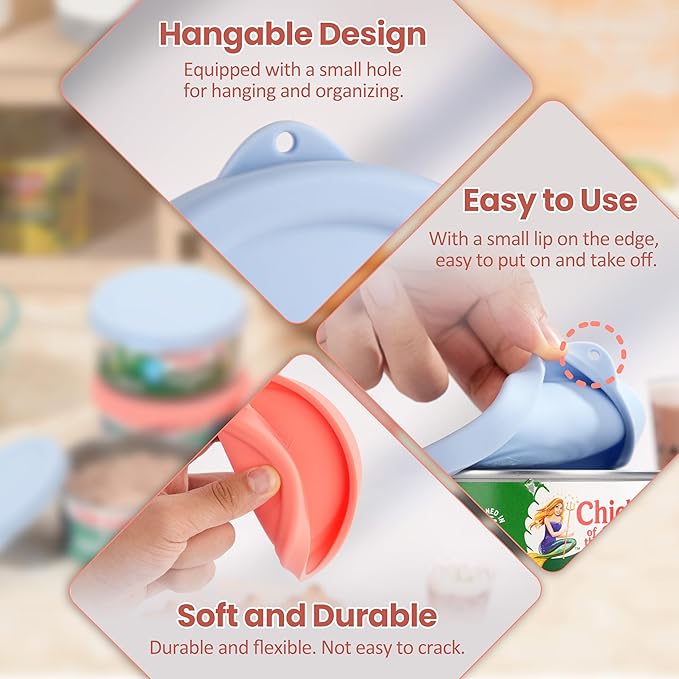 2PCs 4-inch/9.5cm Silicone Can Lids for Bumble Bee | StarKist | Chicken of the Sea 12oz Tuna Can | Don Francisco's Coffee Can 12oz, Can Covers for 4.0-inch Canned Goods, Dishwasher Safe (Lids Only)
