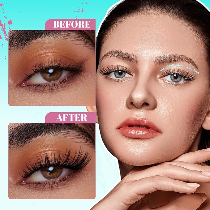 Lash Clusters Kit Flora 144PCS Eyelash Extension Kit with Lash Bond and Seal,Eyelash Glue Remover and Applicator,Natural Lashes Premium Wide Stem Eyelashes Cluster Kit(Violet,D-Mix8-18mm)