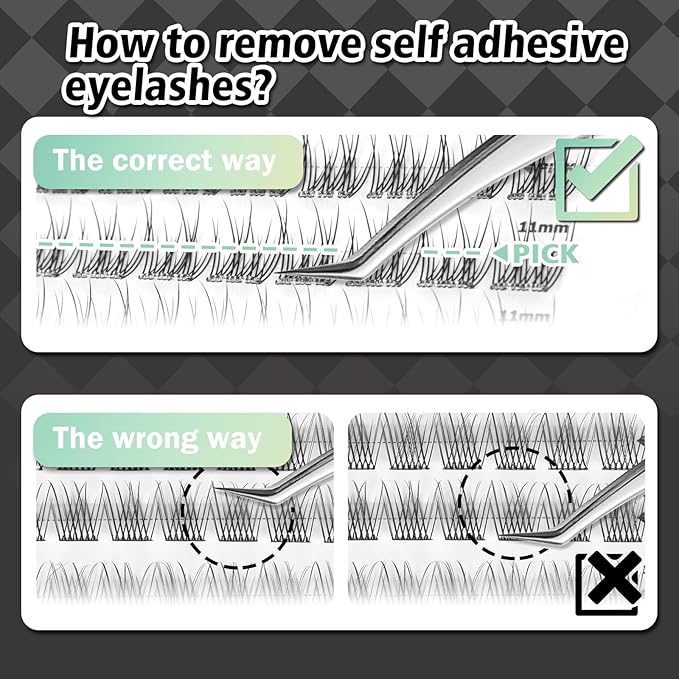 Self Adhesive Eyelashes, 156 Pcs Self Adhesive Eyelash Clusters, No Glue Needed, Invisible Band Lash Clusters - Longer Lasting, No Sticky Residue Pre Glued Eyelashes (Natural-Invisible Band)