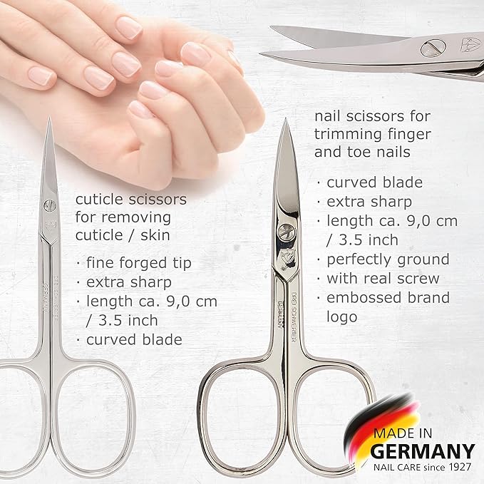 3 Swords Germany - brand quality 8 piece manicure pedicure grooming kit set synthetic leather case red - Made in Germany