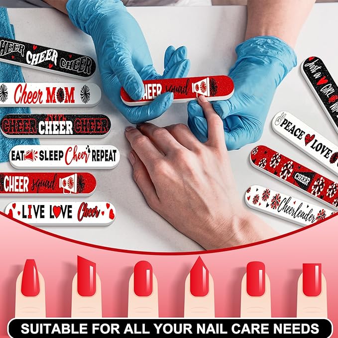 50 Pack Cheerleader Gifts Bulk for Team Cheer Mini Nail Files for Women Cheerleader Emery Boards Funny Cheer Party Favors Small Spa Gifts for Women Teammates Salon Manicure Tools
