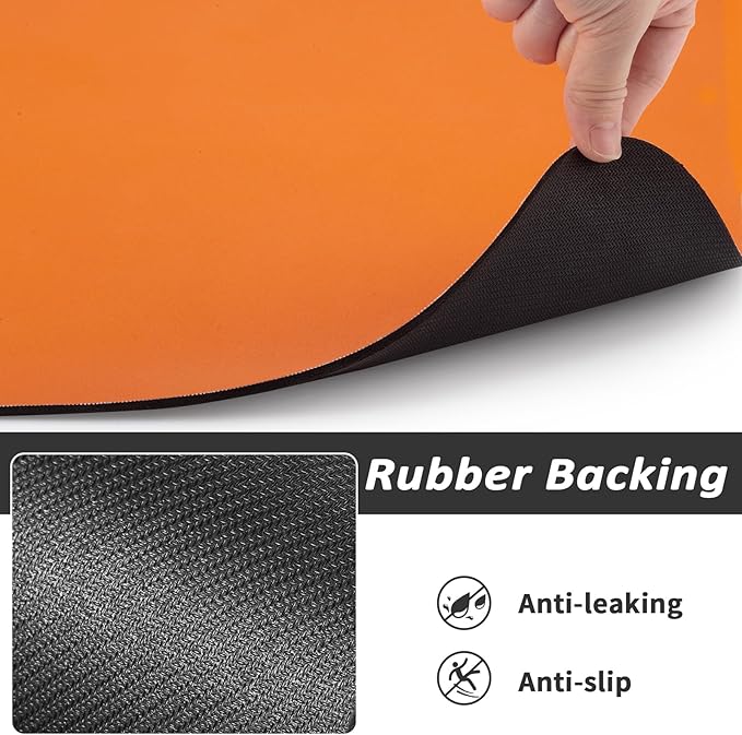 Dog Food Mat - Absorbent Cat Mat for Food and Water, No Stains Pet Feeding Bowl Mat, Easy to Clean Pet Placemats, Quick Dry Dog Water Dispenser Mat for Messy Drinkers | Paw Orange 12"x 19"