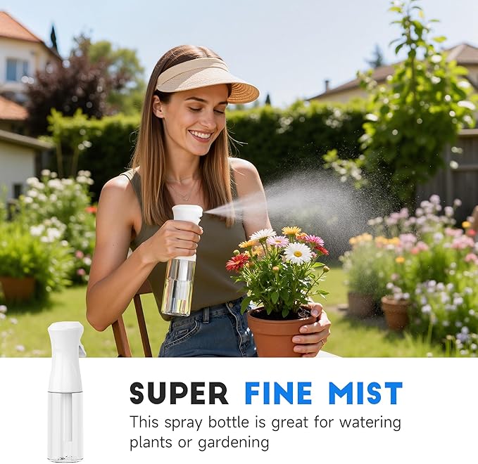 3 Pack Spray Bottle for Hair - Continuous Hair Spray Bottles Refillable Mister Sprayer for Hairstyling, Plants, Pets, Skincare, Cleaning (6.8 OZ/200ML, Pink+White+White)