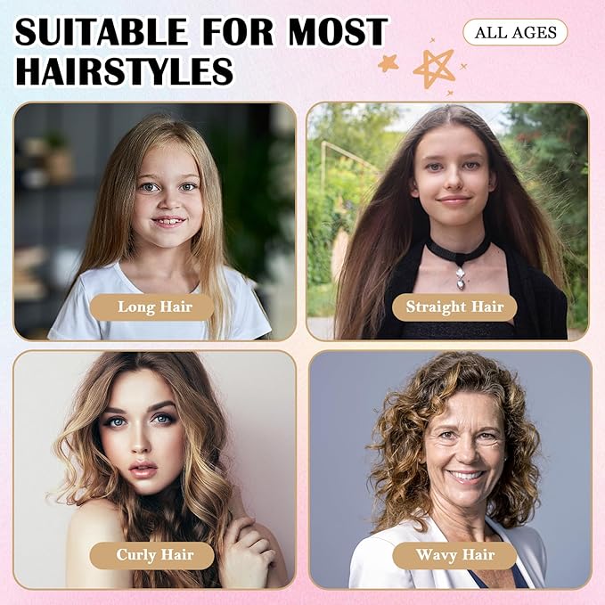 ZILAMPU Hairband, 70 inches, 8 PCS No Heat Curling Rod Headband for Women Girls Long Wave Curl Hair Rollers, Includes Soft Hair Curler, Hair Clip, Elastic Hair Ties, Gifts Set
