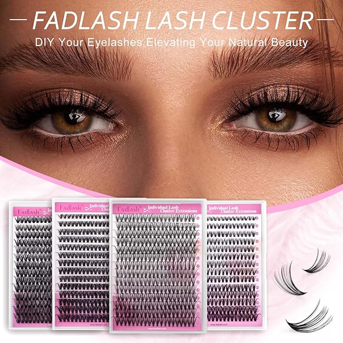 Individual Lashes Large Tray D Curl Lash Clusters 10D 20D 30D 40D Individual Lash Extensions Cluster Lashes Lash Extension Supplies Eyelash Clusters (20D-0.07D, 10mm)