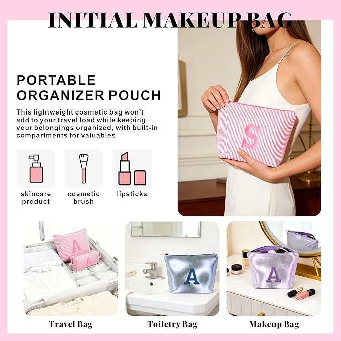 Sister Birthday Gifts for Girls - Travel Makeup Bag, Big Sister Gifts for Girls 6-12 Year Old Girl Gift Teen Girl Gifts Trendy Stuff, Personalized Cute Stuff Initial Makeup Bags, Purple r S
