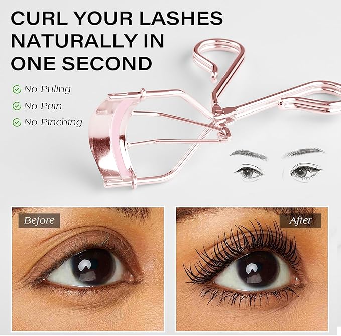 3-in-1 Eyelash Curler Set w/3 Replacement Pads (Soft/Medium/Firm) - Professional Lash Curler for Natural, Fake, Curly or Straight Lashes, Suitable for Professional Salon or Home Use