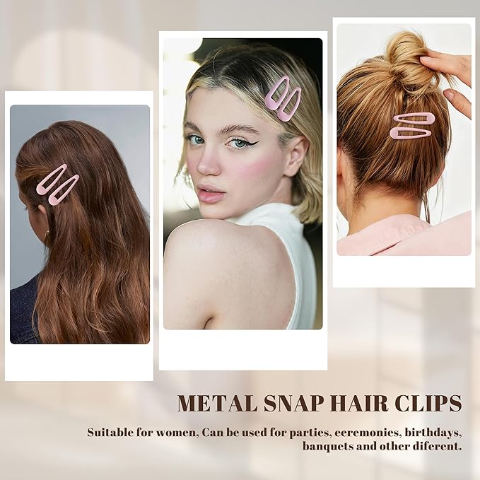 Small Hair Barrettes For Women No Slip Metal Snap Clips For Thin And Fine Hair,Matte Light Pink,20 PCS,1.97 x 0.5 Inch.
