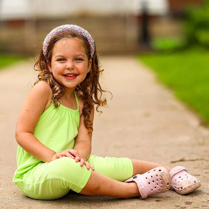 FROG SAC Sequin Headband for Girls, Sparkly Puffy Hair Band for Kids, Padded Toddler Head Bands, Sparkle Girl Hair Accessories (Rainbow, Child)