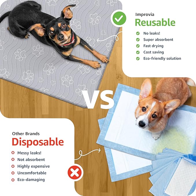 IMPROVIA® Extra-Large Waterproof Dog Mat - Jumbo Washable Playpen Floor Protector, Non-Slip Pet Pad, Heavy-Duty 65"x48"