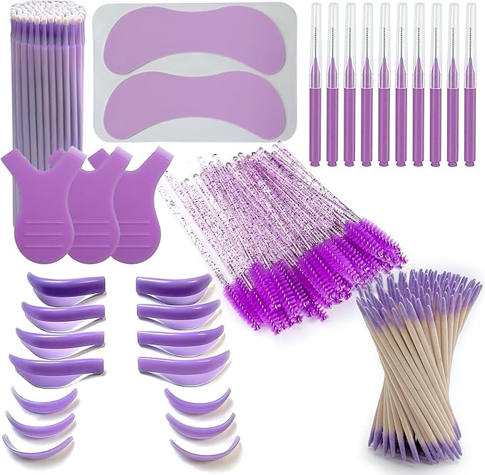 Lash Lift & Tint Kit Accessories – 279-Piece Eyelash Perm Tools with Silicone Shields (7 Sizes), Y-Comb Tools, Eye Pads, Micro Brushes, Cotton Applicators & Mascara Wands