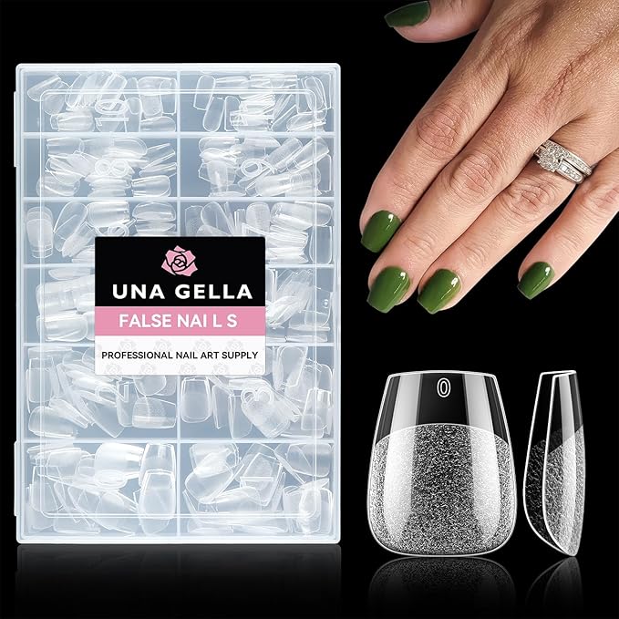 UNA GELLA Extra Short Coffin Nail Tips: XS 216pcs Pre-shape Press on Nails Extra Short Coffin Gel Tips Full Cover Acrylic Fake False Nails Extension 12 Sizes Gelly Tips