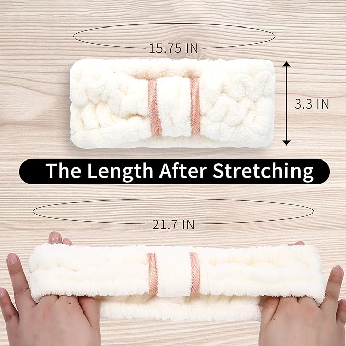 3 Pack Spa Headbands Microfiber SkinCare Face Wash Headband Facial Headband Makeup Towel Headbands for Women for Washing Face(White, Gray, Khaki)