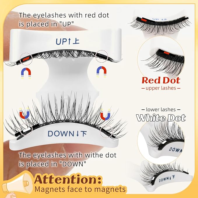 QUEWEL Magnetic Eyelashes with Applicator Reusable No Glue Needed Magnetic Lashes Cat Eye Natural Look Lashes Kit Easy to Wear and Remove(NZH B01)