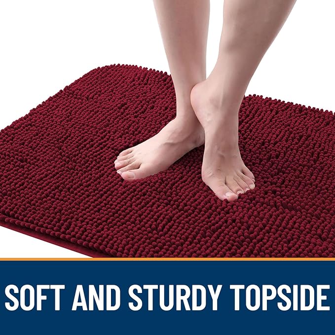 OLANLY Dog Door Mat for Muddy Paws 59x32, Absorbs Moisture and Dirt, Absorbent Non-Slip Washable Doormat, Quick Dry Chenille Mud Mat for Dogs, Entry Indoor Entryway Carpet for Inside Floor, Burgundy