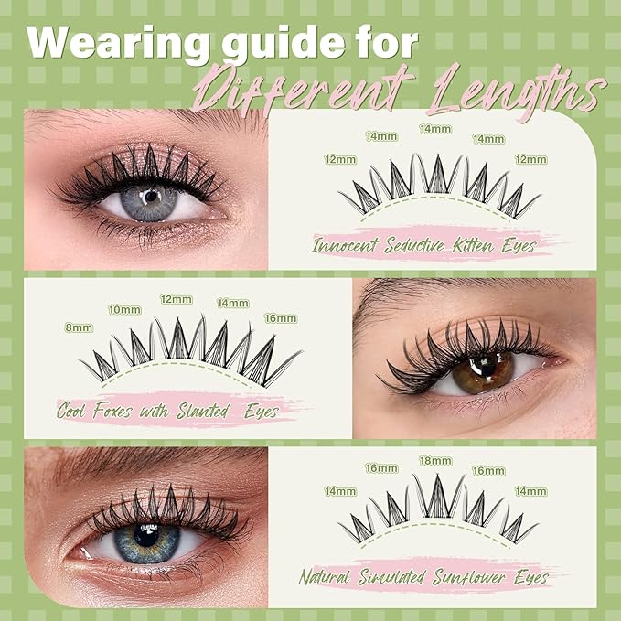 KEYYOU Fairy Lash Clusters Kit Snow Lotus Lash Extension Kit D Curl 120Pcs Eyelash Extension Wispy Natural Invisible Band with Waterproof DIY at Home(Snow Lotus-D-8-18MIX)