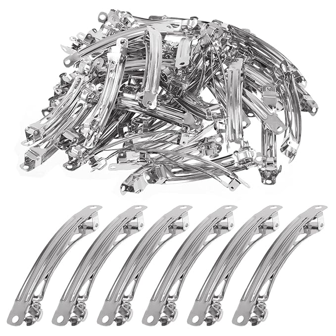 80Pcs 2.75 Inch French Barrette Hair Clips, 70mm Metal Hair Clips for DIY Hair Accessories Making
