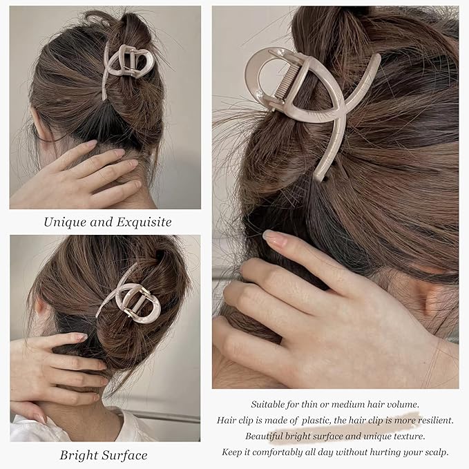 Big Hair Claw Clips Medium Size Butterfly Hair Clips for Women 3.15" Strong Hold Non-slip Jaw Clips Hair Accessories for Long Thick Thin Hair 6 Pcs