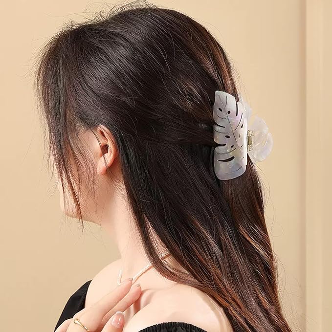 Hair Clips for Women,3.5 Inch Leaf Acetate Strong Hold Hair Claw Clip,Unique Cute Stylish Hair Accessories Winter Decor New Year Birthday Gift for Girls Wife Mother Family Thick Thin Hair(3 PCS)