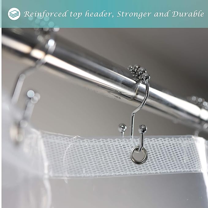 Mrs Awesome 72x68 Shorter Shower Curtain Liner with 6 Magnets Clear PEVA Waterproof Plastic Shower Curtain 72 x 68 inches, Clear