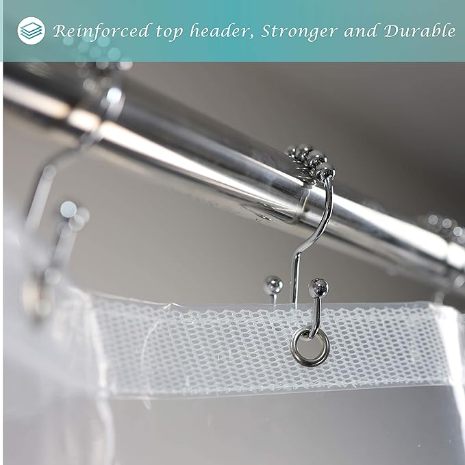 Mrs Awesome Short Shower Curtain Liner with 6 Magnets 72 x 66 inch Clear Thick PEVA Waterproof Plastic Shower Curtain 72x66, Clear