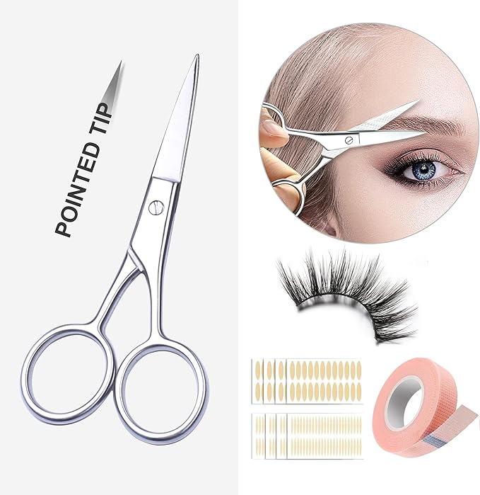 Women's Stainless Steel 4.0" Eyebrow Scissors - Small Beauty Trimmer for Brow & Eyelash and Facial Hair
