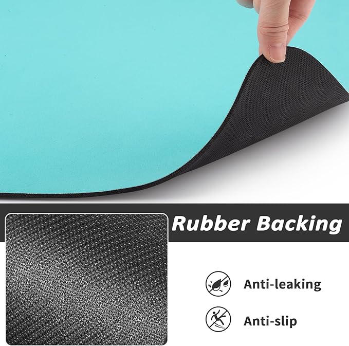 Dog Food Mat - Absorbent Cat Mat for Food and Water, No Stains Pet Feeding Bowl Mat, Easy to Clean Pet Placemats, Quick Dry Dog Water Dispenser Mat for Messy Drinkers | Teal 18"x34"
