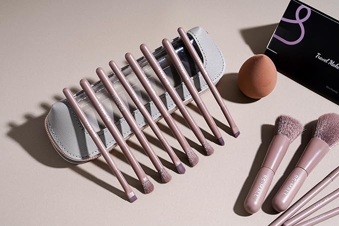 BS-MALL 14 Pcs Makeup Brushes Set with 1 Pcs Makeup Sponge – Essential Foundation Powder Concealers, Eye Shadows, Blush Makeup Brushes with Travel Makeup Case (Brown)
