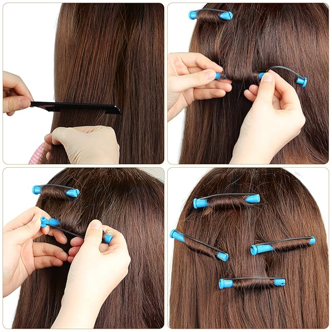108 Pieces Hair Perm Rods Set, 3 Sizes Cold Wave Rods Hair Rollers Heatless Perming Kit Set with Pintail Comb or Long & Short Hair DIY Different Hairdressing Styling Tool