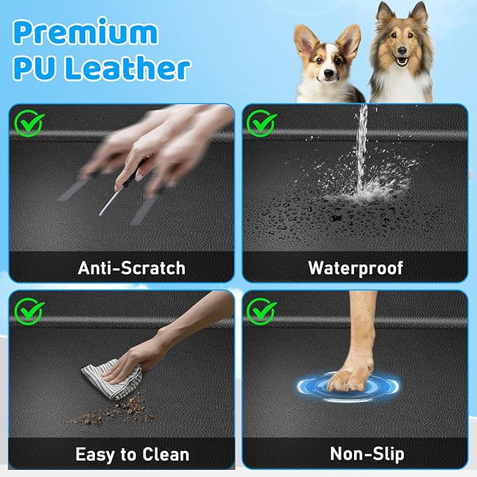 URPOWER PU Leather Back Seat Extender for Dogs – Hard Bottom Dog Car Seat Cover Holds 550 lbs, Anti-Scratch & Waterproof Dog Hammock for Full Size Trucks, Dogs Car Bed Pet Backseat Protector