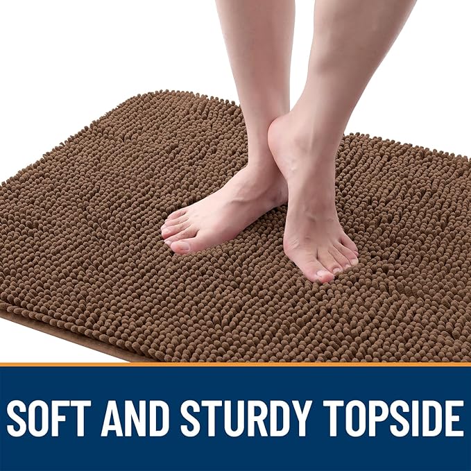 OLANLY Dog Door Mat for Muddy Paws 30x17, Absorbs Moisture and Dirt, Absorbent Non-Slip Washable Doormat, Quick Dry Chenille Mud Mat for Dogs, Entry Indoor Entryway Carpet for Inside Floor, Mocha