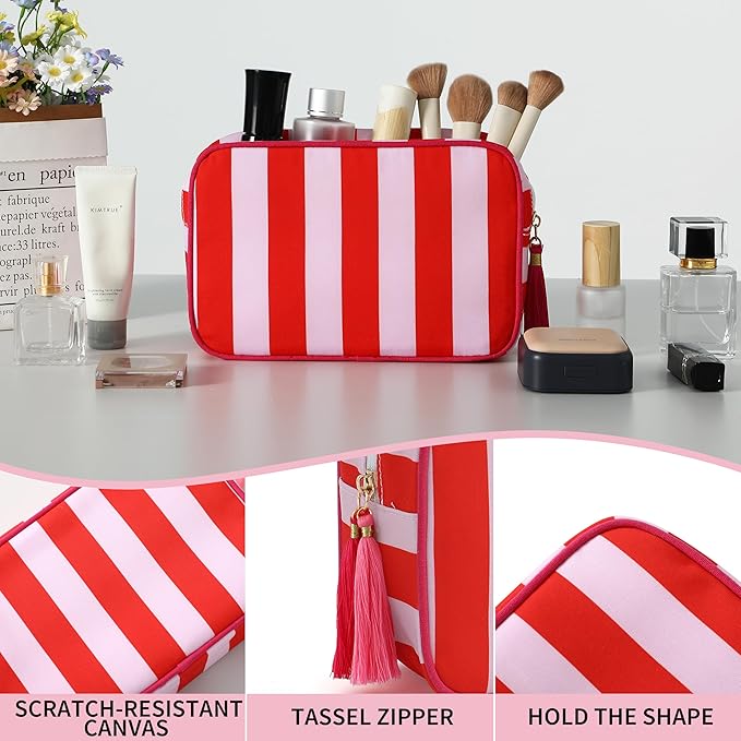 Makeup Bag Travel Cosmetic Bag Organizer Tassel Toiletry Bag Large Canvas Zipper Pouch Mahjong Tile Bag