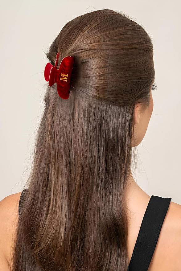 Fohuo Christmas Stocking Stuffers for Women - Red Cute Hair Claw Clips for Teenage Girls Gifts, Stocking Stuffers for Women Teens Daughter Sister Granddaughter, Christmas Birthday Gifts - Letter A