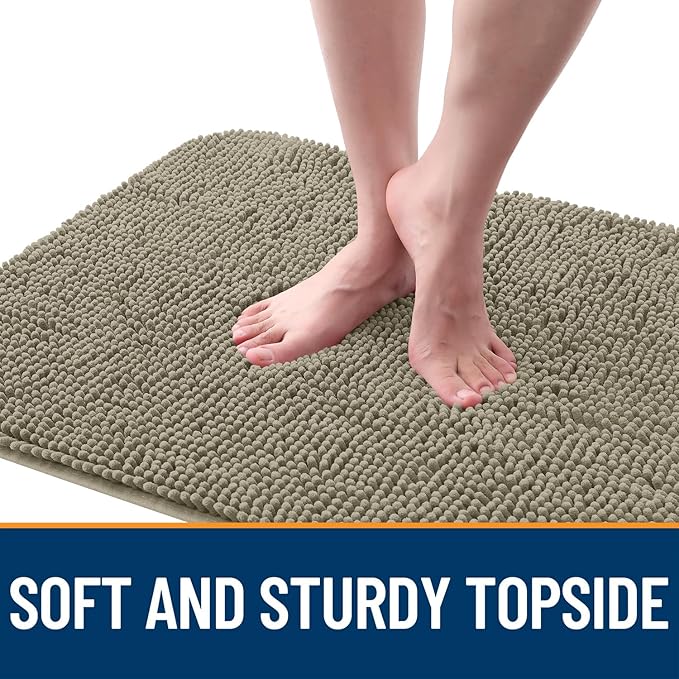 OLANLY Dog Door Mat for Muddy Paws 70x35, Absorbs Moisture and Dirt, Absorbent Non-Slip Washable Doormat, Quick Dry Chenille Mud Mat, Entry Indoor Entryway Carpet for Inside Floor, Warm Taupe