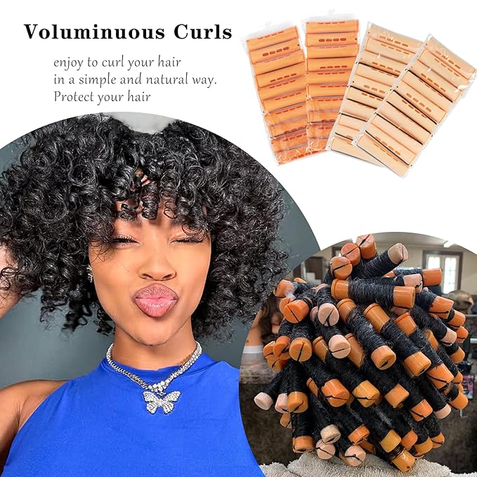 40PCS Perm Rods Set,Orange Perm Rods For Short Hair 2 Sizes Plastic Cold Wave Rods For Hair Styling Hairdressing Tools(40PCS,Orange+Beige)