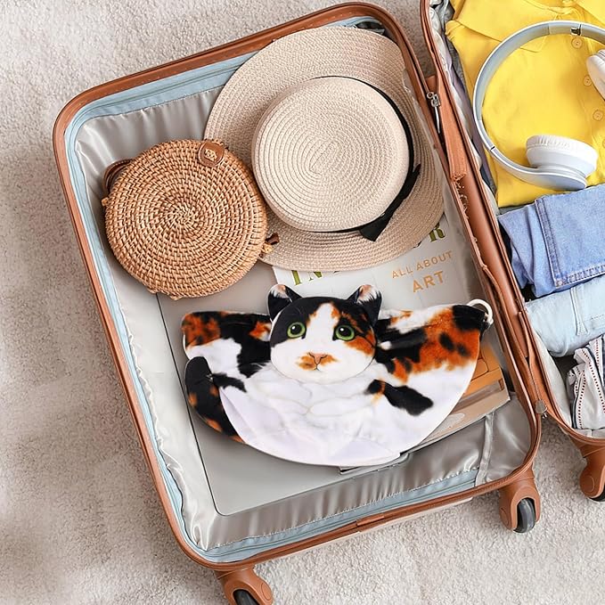 Openhaha Drawstring Travel Organizer, Cosmetic Pouch - Cat Gift, Lay Flat Makeup Bag Gifts for Cat Lovers