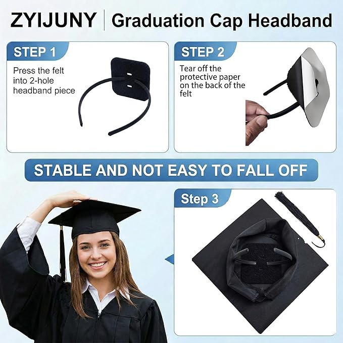 Graduation Cap Headband Secures Decorations Holder Grad Cap Headband Insert Hat Anti-Slip Accessories for Graduates Gift