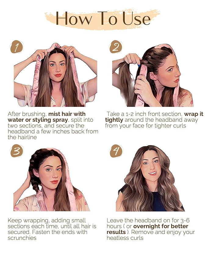 YANIBEST Heatless Curls Overnight, No Damage Hair Curlers to Sleep in, Satin Heatless Curling Set with Hair Clip Scrunchies, for All Hair types (Chocolate)