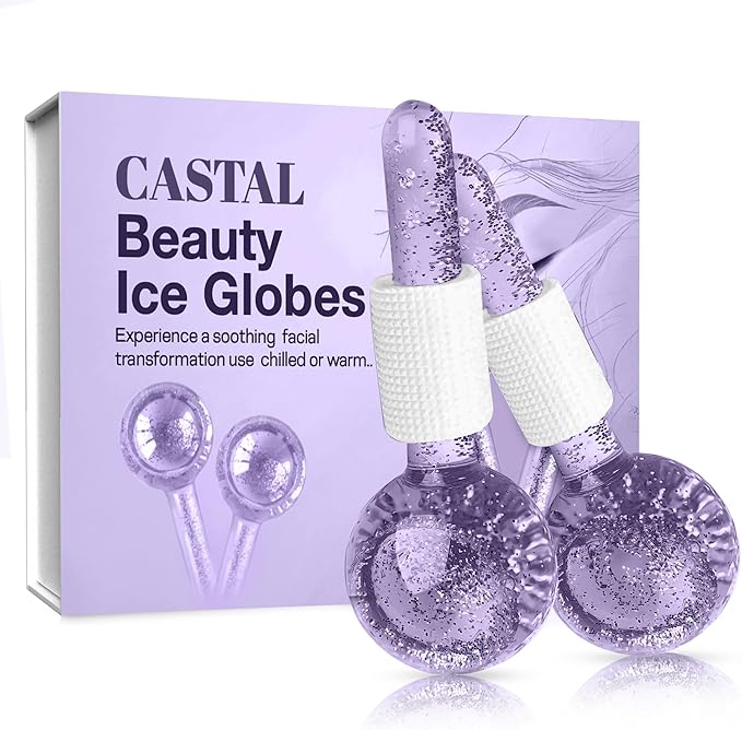 Ice Globes for Face 2Pcs – Freezer Safe Ice Globes for Facials, Skin Tightening & Anti-Aging – Reusable Facial Ice Globes for Puffiness & Wrinkles of Face, Neck & Eyes – Purple